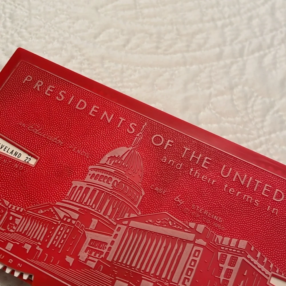 Vintage 1960 Presidents of US & Terms in Office Plastic Pencil Case Dial Knobs